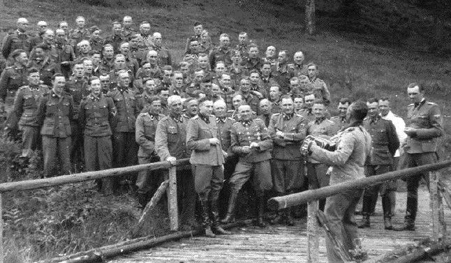 SS-officers singing at Auschwitz